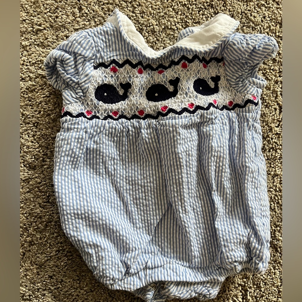 Seersucker Janie and Jack Bubble Romper 0-3M